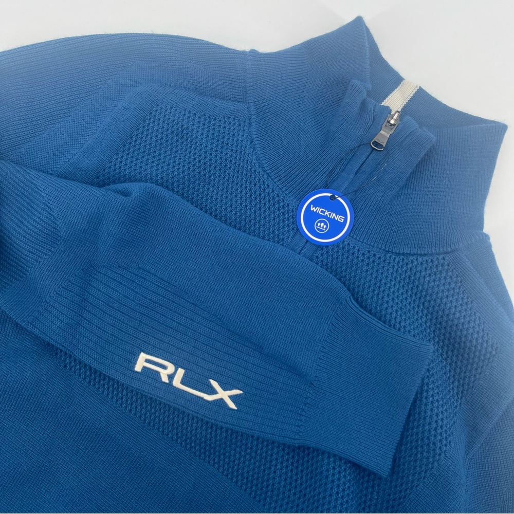 NWT RLX Ralph Lauren 1/4 Zip Pullover Wicking Cool Max Blue Women's Medium $268